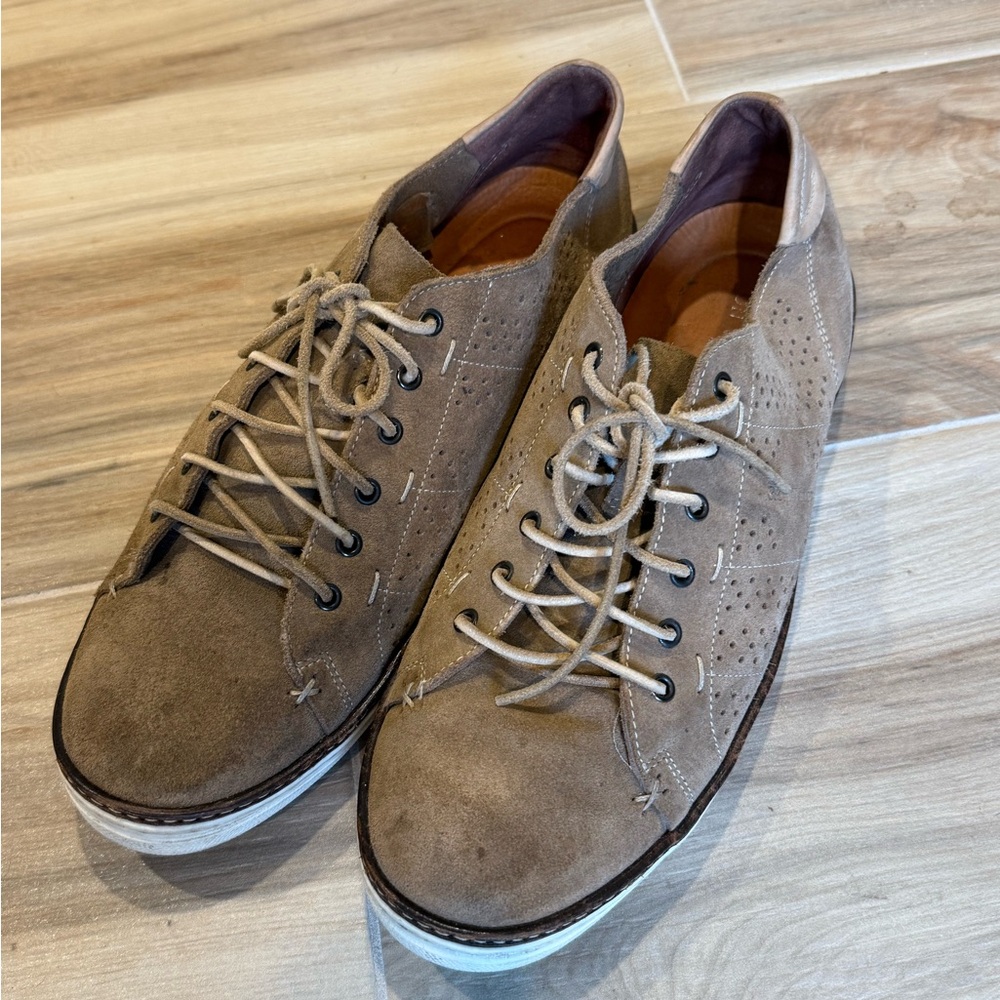 Ron White- Men's Dark Tan Duran Suede sneakers/shoes- Made in Italy